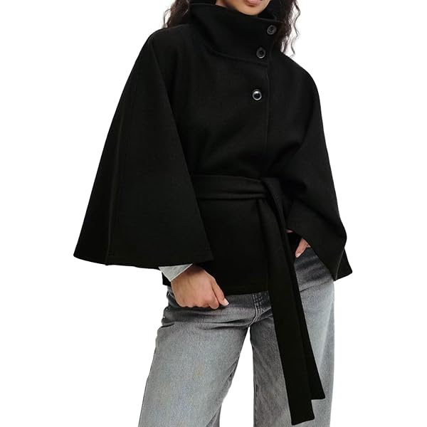 Amazon.com: Women's Dolman Sleeve Cape Coat Jackets,Stand Collar